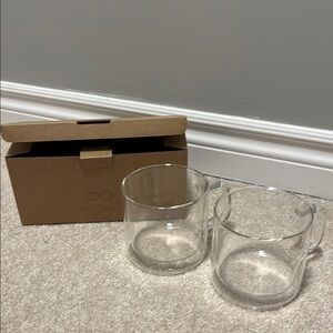 Oak+fort handmade double walled mug set of 2!New Clear Glass Coffee Mugs Set box